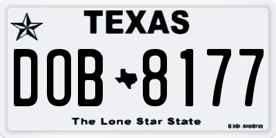 TX license plate DOB8177
