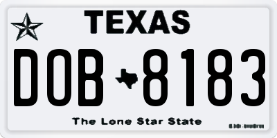 TX license plate DOB8183