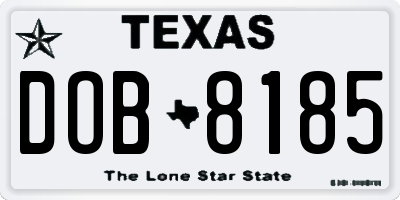 TX license plate DOB8185