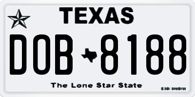 TX license plate DOB8188