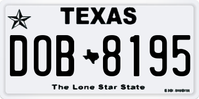 TX license plate DOB8195