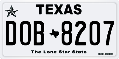 TX license plate DOB8207