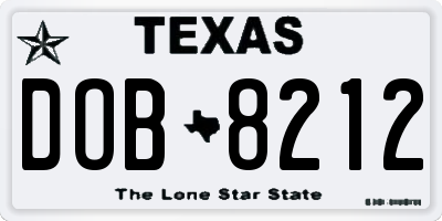 TX license plate DOB8212