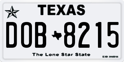 TX license plate DOB8215