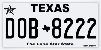 TX license plate DOB8222
