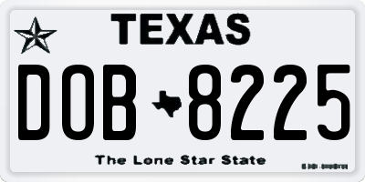 TX license plate DOB8225