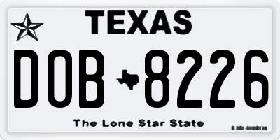 TX license plate DOB8226