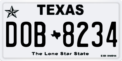 TX license plate DOB8234