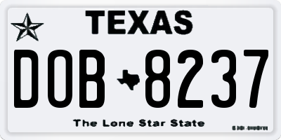 TX license plate DOB8237