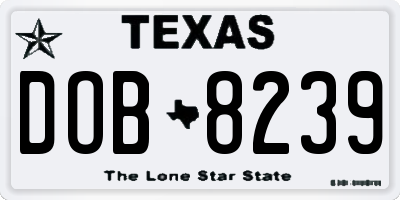 TX license plate DOB8239