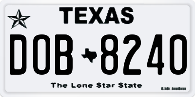 TX license plate DOB8240