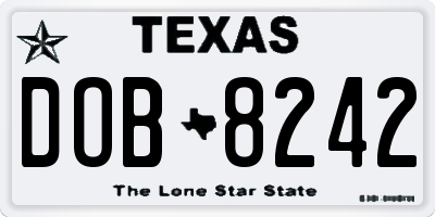 TX license plate DOB8242
