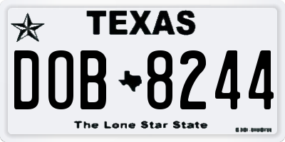 TX license plate DOB8244