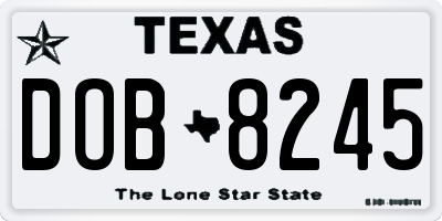 TX license plate DOB8245