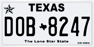 TX license plate DOB8247