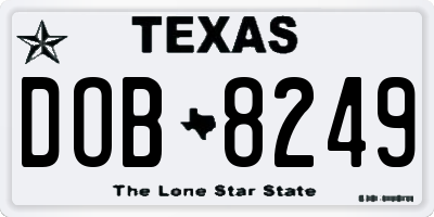 TX license plate DOB8249