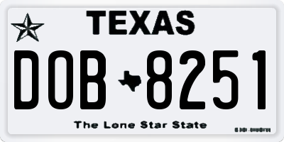 TX license plate DOB8251