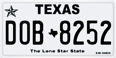 TX license plate DOB8252