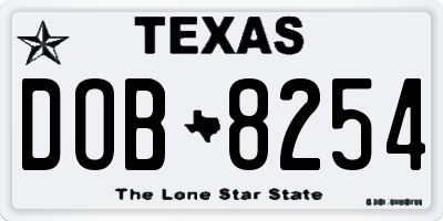 TX license plate DOB8254