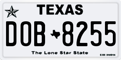 TX license plate DOB8255