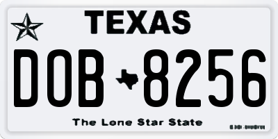 TX license plate DOB8256