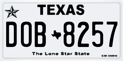 TX license plate DOB8257