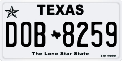 TX license plate DOB8259