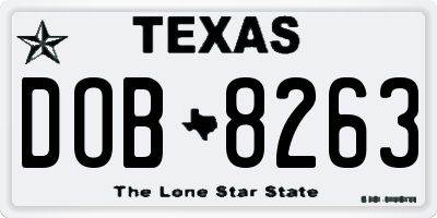 TX license plate DOB8263