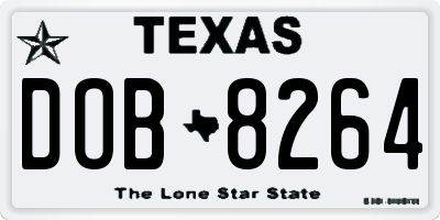 TX license plate DOB8264