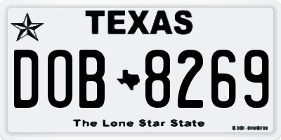 TX license plate DOB8269