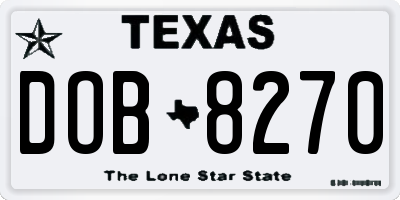 TX license plate DOB8270