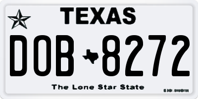TX license plate DOB8272