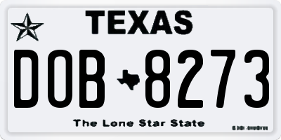 TX license plate DOB8273