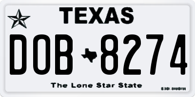 TX license plate DOB8274