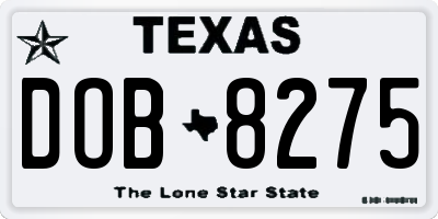 TX license plate DOB8275