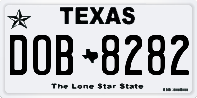 TX license plate DOB8282