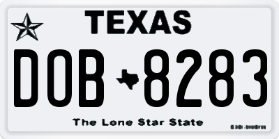 TX license plate DOB8283