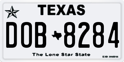 TX license plate DOB8284