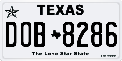 TX license plate DOB8286