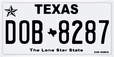 TX license plate DOB8287