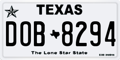 TX license plate DOB8294