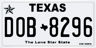TX license plate DOB8296