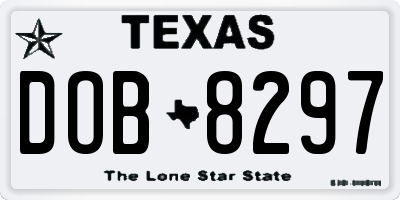 TX license plate DOB8297