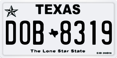TX license plate DOB8319