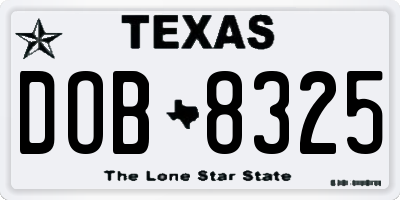 TX license plate DOB8325
