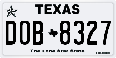 TX license plate DOB8327