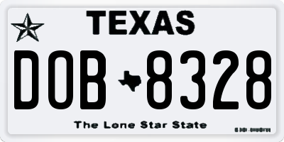 TX license plate DOB8328