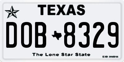 TX license plate DOB8329