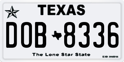 TX license plate DOB8336
