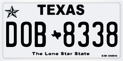 TX license plate DOB8338